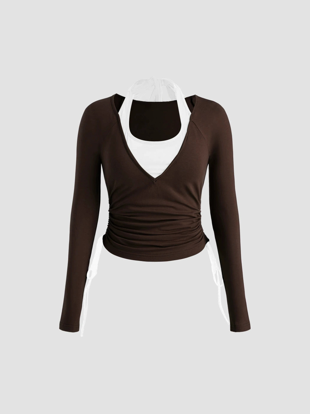ZARA Fall Winter Slim Fit Knit Long Sleeve Color Block Top